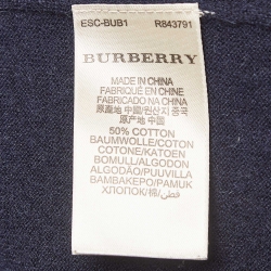 Pre Owned Burberry Brit Navy Blue Cashmere and Cotton Knit Hooded Jacket XS