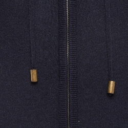 Pre Owned Burberry Brit Navy Blue Cashmere and Cotton Knit Hooded Jacket XS