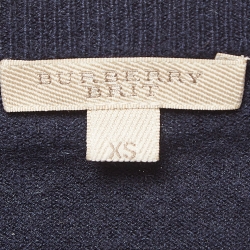 Pre Owned Burberry Brit Navy Blue Cashmere and Cotton Knit Hooded Jacket XS