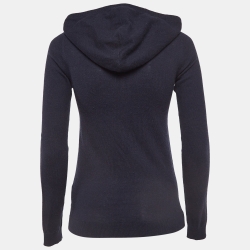 Pre Owned Burberry Brit Navy Blue Cashmere and Cotton Knit Hooded Jacket XS