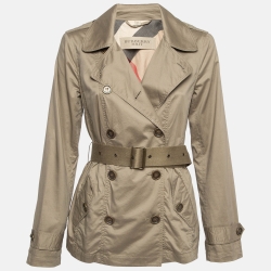 Pre Owned Burberry Brit Beige Cotton Belted Short Trench Coat S