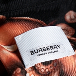 Pre Owned Burberry London Brown Octopus Print Silk Long Sleeve Shirt S