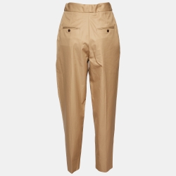 Pre Owned Burberry London Dark Beige Cotton Scarf Detail Pleated Trousers S