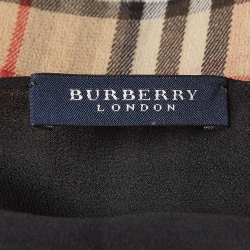 Pre Owned Burberry London Beige/Black Checked Silk Scarf