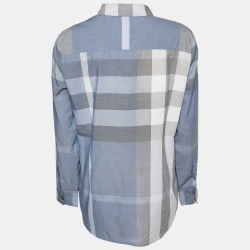 Pre Owned Burberry London Blue Giant check Cotton Button Front Shirt M