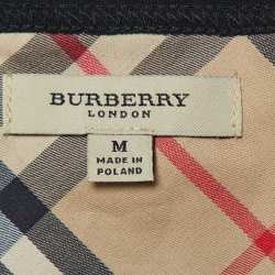 Pre Owned Burberry Black Cotton Nova Check Patch Long Sleeve T-Shirt M