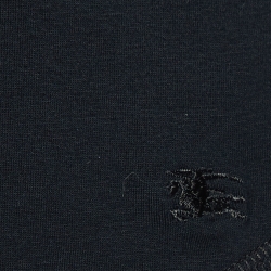 Pre Owned Burberry Black Cotton Nova Check Patch Long Sleeve T-Shirt M