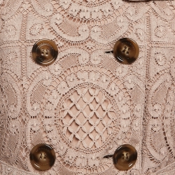 Pre Owned Burberry London Tan Lace Belted Mid-Length Coat S