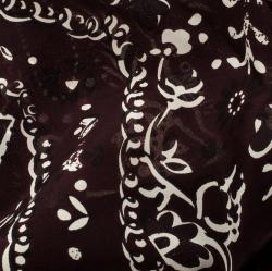 Pre Owned Burberry Prorsum Burgundy Floral Printed Silk Elderberry Square Scarf