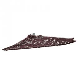 Pre Owned Burberry Prorsum Burgundy Floral Printed Silk Elderberry Square Scarf