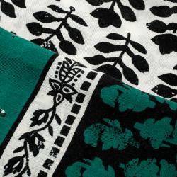 Burberry Prorsum Dusty Teal Patchwork Floral Geo Print Cashmere Scarf