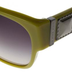 Pre Owned Burberry Lime Green Round Sunglasses