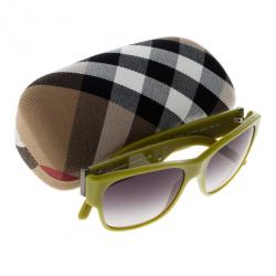 Pre Owned Burberry Lime Green Round Sunglasses