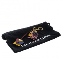 Pre Owned دلاية ميدالية مفاتيح وقفل بربري وحش جلد متعدد الألوان