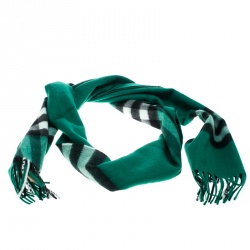 Pre Owned كوفية بربري كشمير كاروهات نوفا كلاسيكية خضراء امرالد