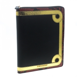 Pre Owned Burberry Multicolor Leather and Embossed Snakeskin Zip Notebook Case
