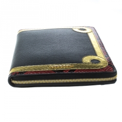 Pre Owned Burberry Multicolor Leather and Embossed Snakeskin Zip Notebook Case