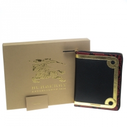 Pre Owned Burberry Multicolor Leather and Embossed Snakeskin Zip Notebook Case