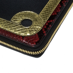 Pre Owned Burberry Multicolor Leather and Embossed Snakeskin Zip Notebook Case