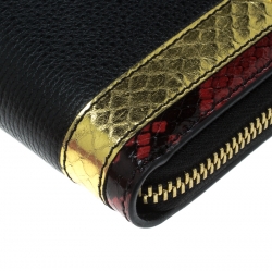 Pre Owned Burberry Multicolor Leather and Embossed Snakeskin Zip Notebook Case