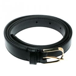 مملوكة مسبقًا  Burberry Black Leather Belt Size 85 CM