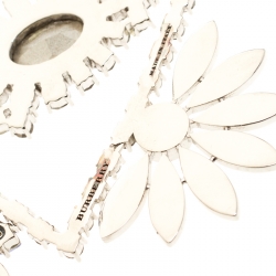 Burberry Half Daisy Crystal Silver Tone Clip-on Asymmetric Stud Drop Earrings