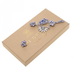 Burberry Half Daisy Crystal Silver Tone Clip-on Asymmetric Stud Drop Earrings