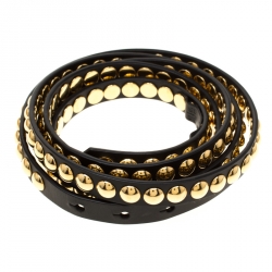 مملوكة مسبقًا Burberry Black Leather Riveted Double Wrap Belt Size 85cm