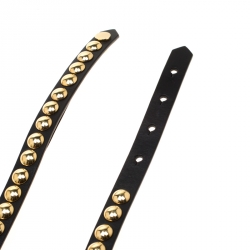 مملوكة مسبقًا Burberry Black Leather Riveted Double Wrap Belt Size 85cm