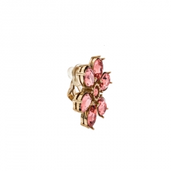 Burberry Double Daisy Crystal Gold Tone Clip-on Asymmetric Stud Drop Earrings