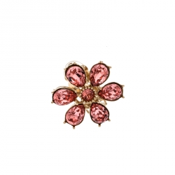 Burberry Double Daisy Crystal Gold Tone Clip-on Asymmetric Stud Drop Earrings