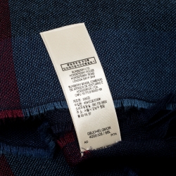 مملوكة مسبقًا وشاح بربري صوف وكشمير كاروهات أزرق كحلي خفيف