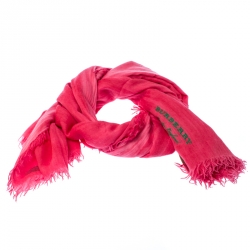 Pre Owned وشاح بربري بحواف منسلة كشمير وردي وبرتقالي فاتح