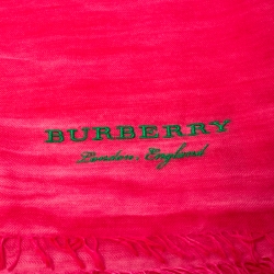 Pre Owned وشاح بربري بحواف منسلة كشمير وردي وبرتقالي فاتح