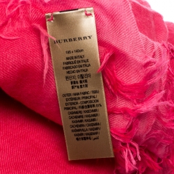 Pre Owned وشاح بربري بحواف منسلة كشمير وردي وبرتقالي فاتح