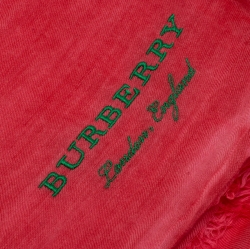 مملوكة مسبقًا وشاح بربري بحواف منسلة كشمير وردي وبرتقالي فاتح