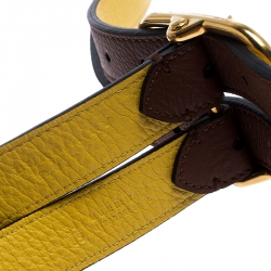 Pre Owned Burberry Yellow/Brown Leather Lynton Double Strap Belt 85CM