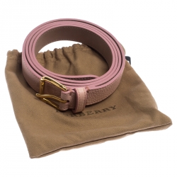 Pre Owned حزام بربري ثوماس بإبزيم جلد وردي فاتح 95 سم