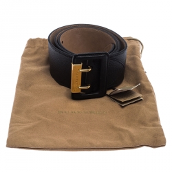 Pre Owned Burberry Black Leather Cecile Waist Belt 95CM