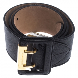 Pre Owned Burberry Black Leather Cecile Waist Belt 95CM