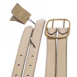 مملوكة مسبقًا Burberry Ivory Leather Lynton Double Strap Belt 90CM