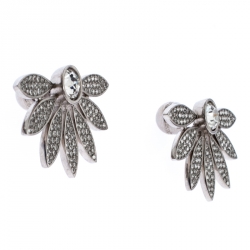 مملوكة مسبقًا Burberry Crystal Studded Half Daisy Silver Tone Earrings