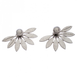 مملوكة مسبقًا Burberry Crystal Studded Half Daisy Silver Tone Earrings