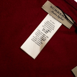 Pre Owned Burberry Red Cashmere Fringe Trimmed Triangle Scarf