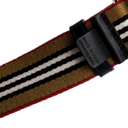 Pre Owned Burberry Multicolor Icon Stripe Canvas D-Ring Buckle Belt L