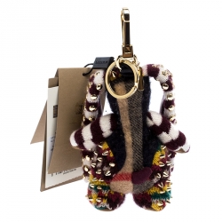 Burberry Multicolor Cashmere Studded Hare Bag Charm