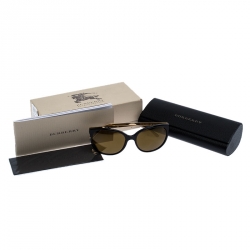 Pre Owned Burberry Black/ Gold Mirrored B 4146 Oval Sunglasses
