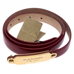مملوكة مسبقًا حزام بربري رفيع ريس جلد أحمر 100 سم