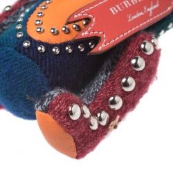 Burberry Multicolor Wool and Leather Rufus Cat Key Ring / Bag Charm