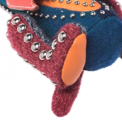 Burberry Multicolor Wool and Leather Rufus Cat Key Ring / Bag Charm
